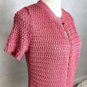 Rose-Colored Open Knit Shrug Cardigan